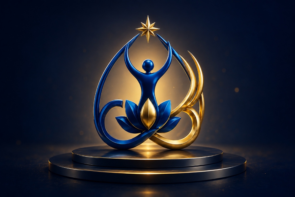 SelfAlchemy logo — lotus and figure reaching upward